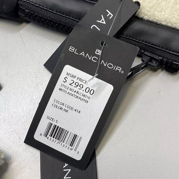 NEW BLANC NOIR Womens Jacket Ink Blue Size S Moto Aviator Puffer Full Zip Down - Picture 3 of 11